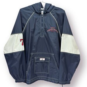 Vintage Walt Disney World 1/4 Zip Windbreaker Mens Medium Blue Kangaroo Pocket